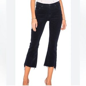 Mother MOTHER Navy Blue Corduroy Insider Ankle Fray Cropped Jeans 24 25 26